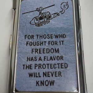 Vietnam Trench Art Freedom Cigarette Case With Built In Butane Lighter